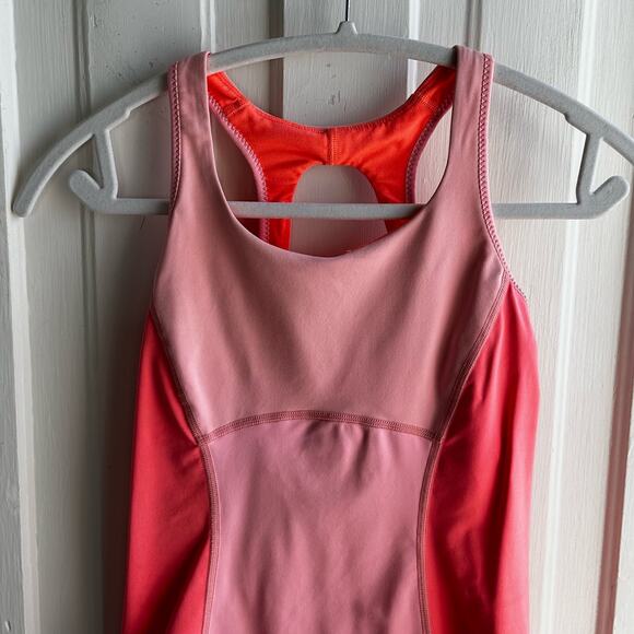 Lululemon Run Pace Tank Bleached Coral Pop Orange Ocean Stripe Bleached - Picture 3 of 7